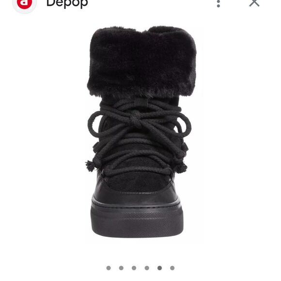 Calia moon boots Hailey black fur leather snow boots sz 6.5 - Picture 1 of 9